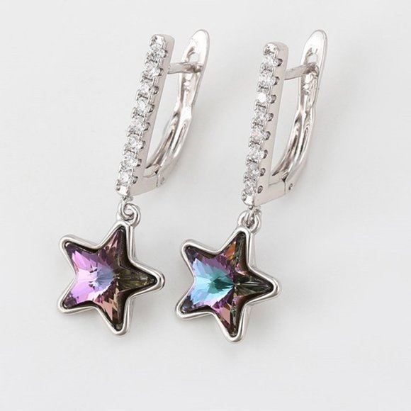 Star Swarovski Drop Earrings - Picture 7 of 13